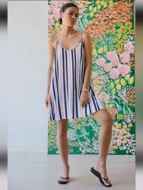 Show Me Your Mumu Striped Slip Mini Dress Size Medium Red White Blue Patriotic